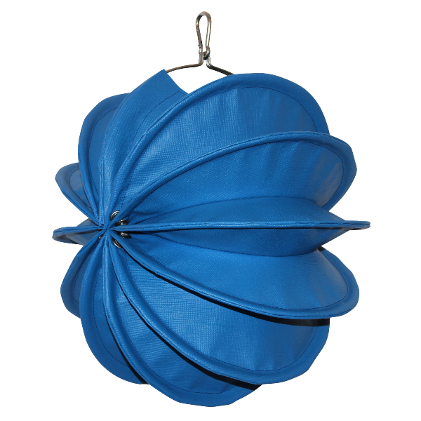 Der wetterfeste Outdoor Lampion Barlooon in blau in der Grösse S - Die Seitenansicht..