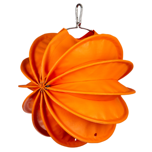 Der wetterfeste Outdoor Lampion Barlooon in orange in der Grösse S - Die Seitenansicht.