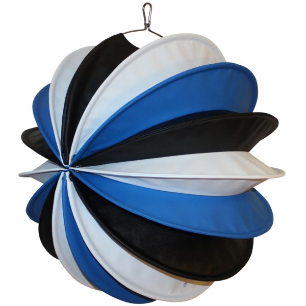 Der wetterfeste Outdoor Lampion Barlooon - You Edition - in schwarz weiß blau in der Größe M - Die Seitenansicht.